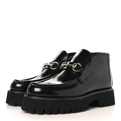 Gucci Cordovan Lux Womens Horsebit Platform Ankle Boots 36 Black 4 of 9
