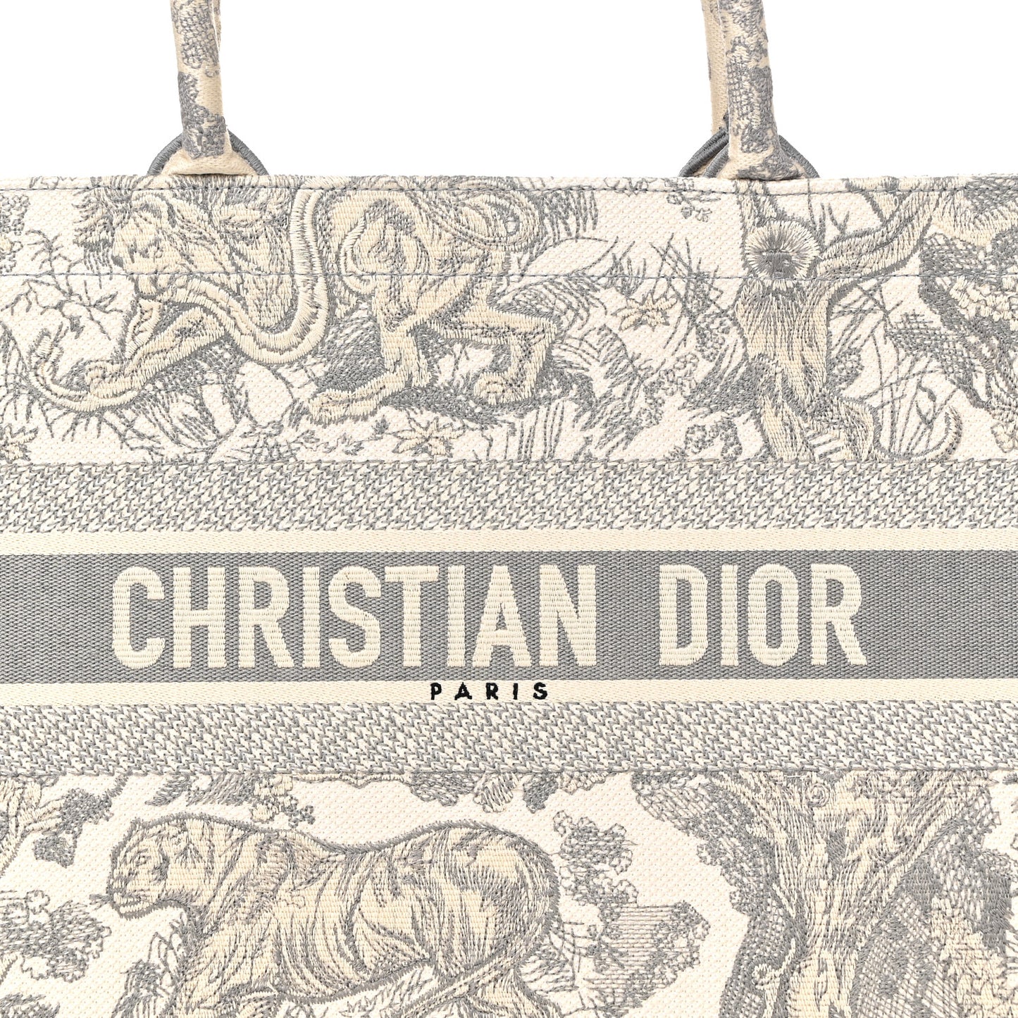 Canvas Embroidered Medium Dioriviera Toile De Jouy Book Tote Gray