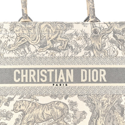 Christian Dior Canvas Embroidered Medium Dioriviera Toile De Jouy Book Tote Gray 8 of 10