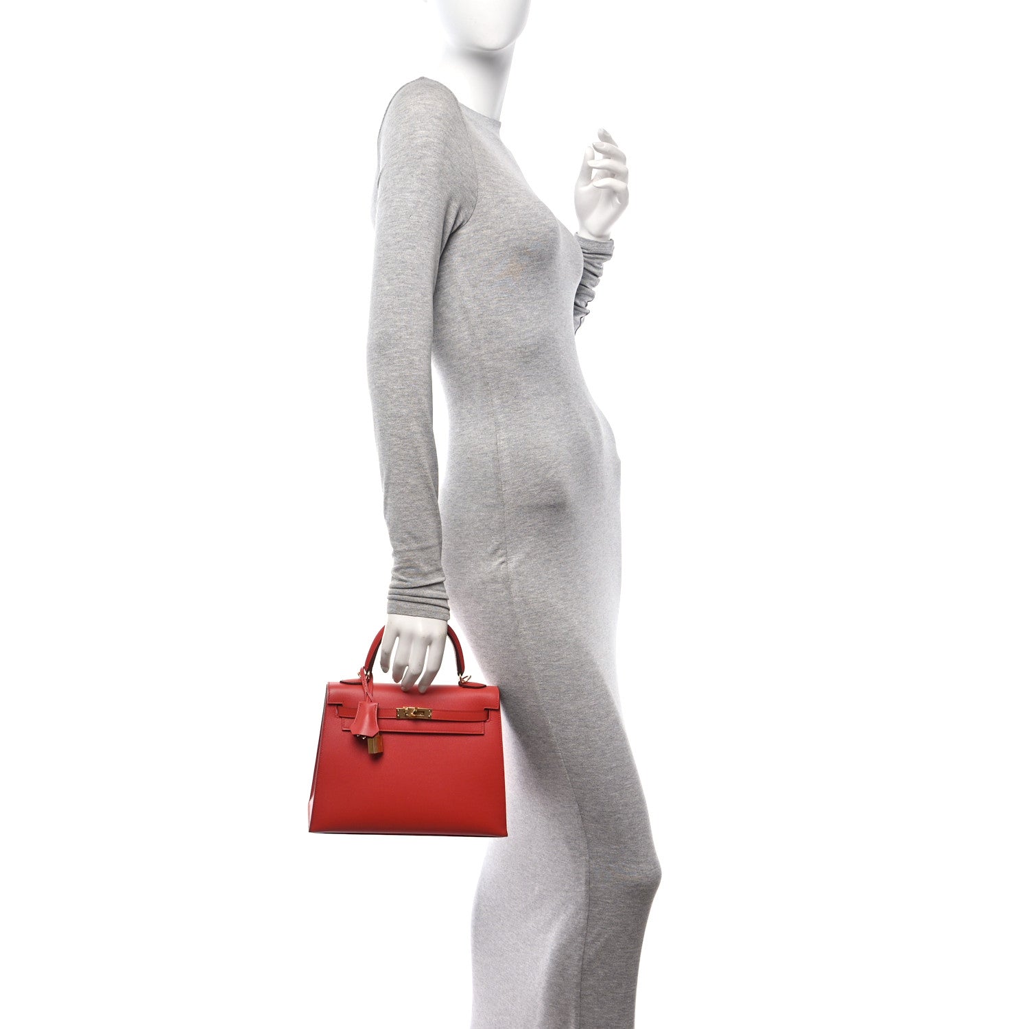 Hermes Madame Calfskin Kelly Sellier 25 Capucine Sanguine 2 of 10