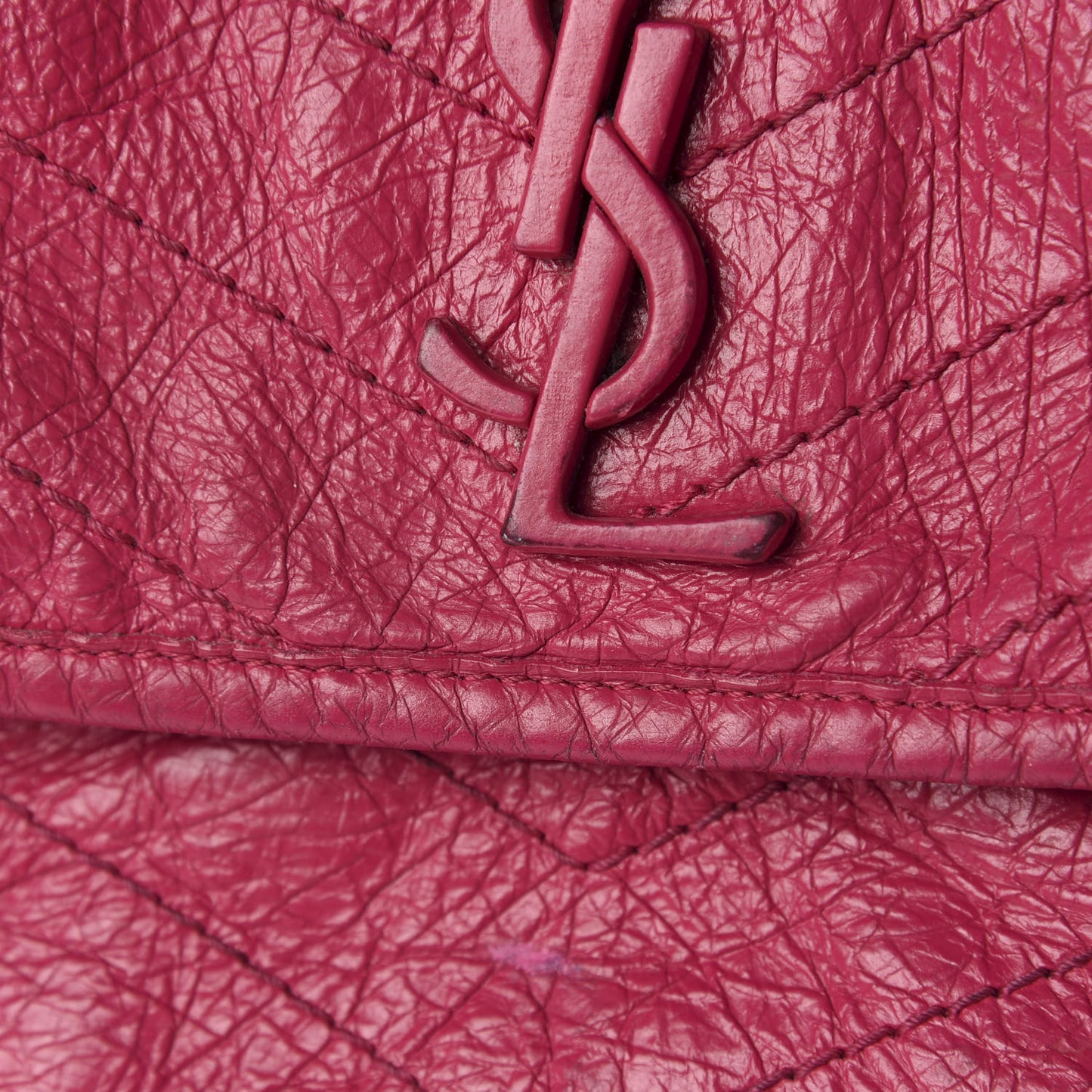 Crinkled Calfskin Matelasse Monogram Medium Niki Chain Satchel Freesia