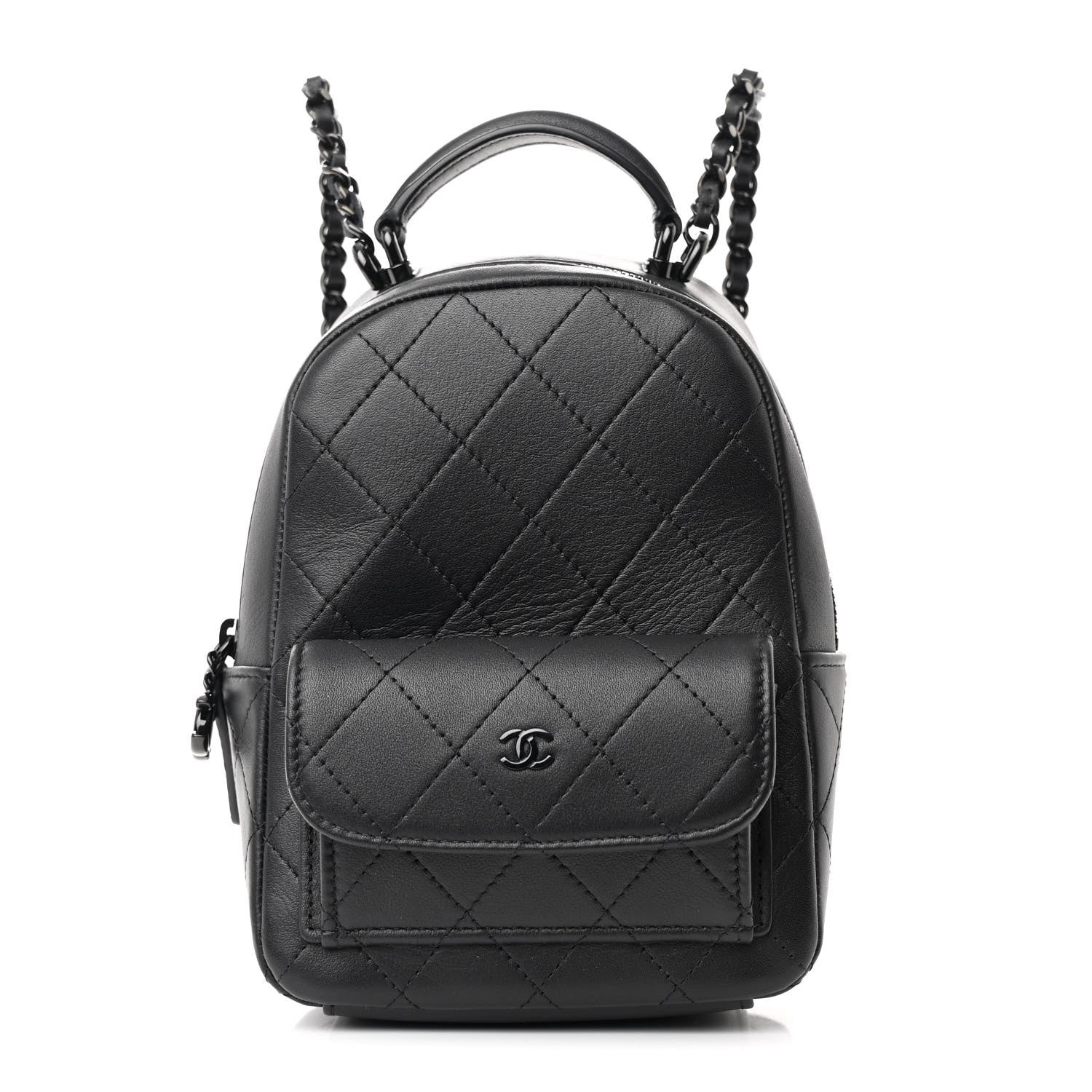 Chanel Lambskin Quilted CC Mini Classic Backpack So Black 1 of 11