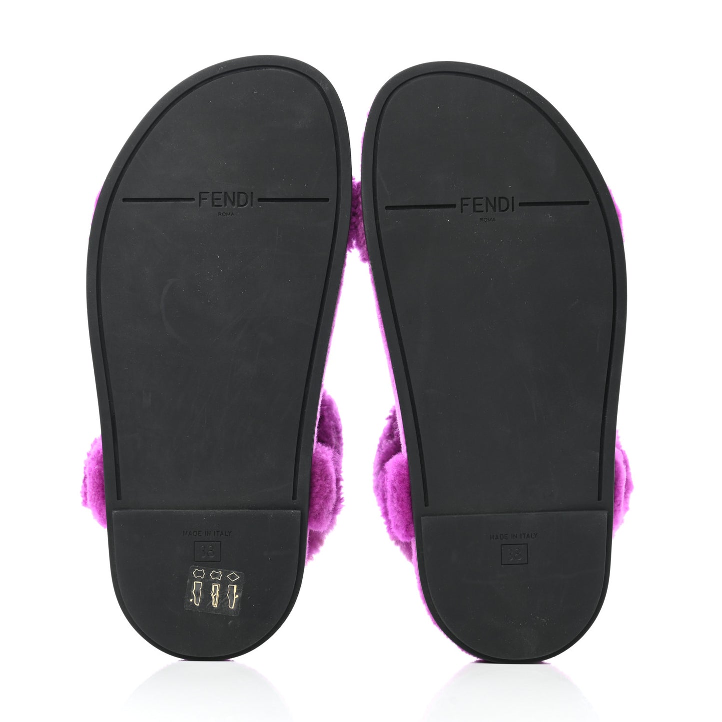 Shearling FF Fendi Feel Sandals 38 Bouganville