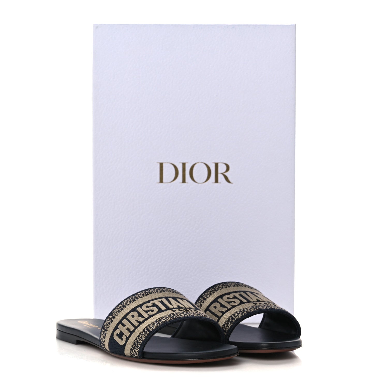 Christian Dior Canvas Embroidered Dway Mules Slide Sandals 36 Deep Blue 9 of 9