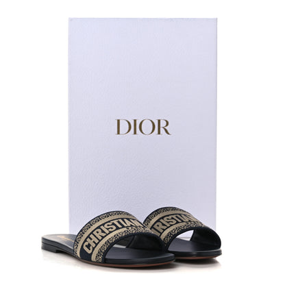 Christian Dior Canvas Embroidered Dway Mules Slide Sandals 36 Deep Blue 9 of 9