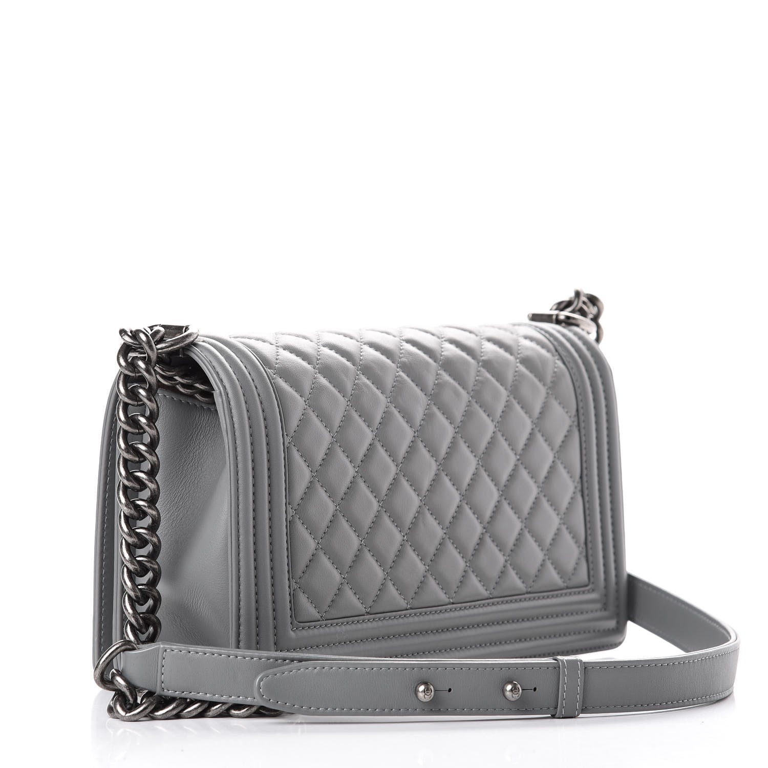 Chanel Lambskin Quilted Medium Boy Flap Grey 3 of 10