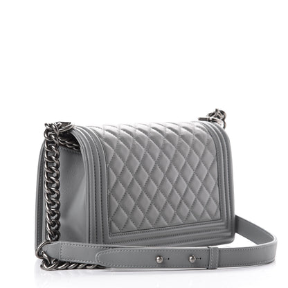 Chanel Lambskin Quilted Medium Boy Flap Grey 3 of 10