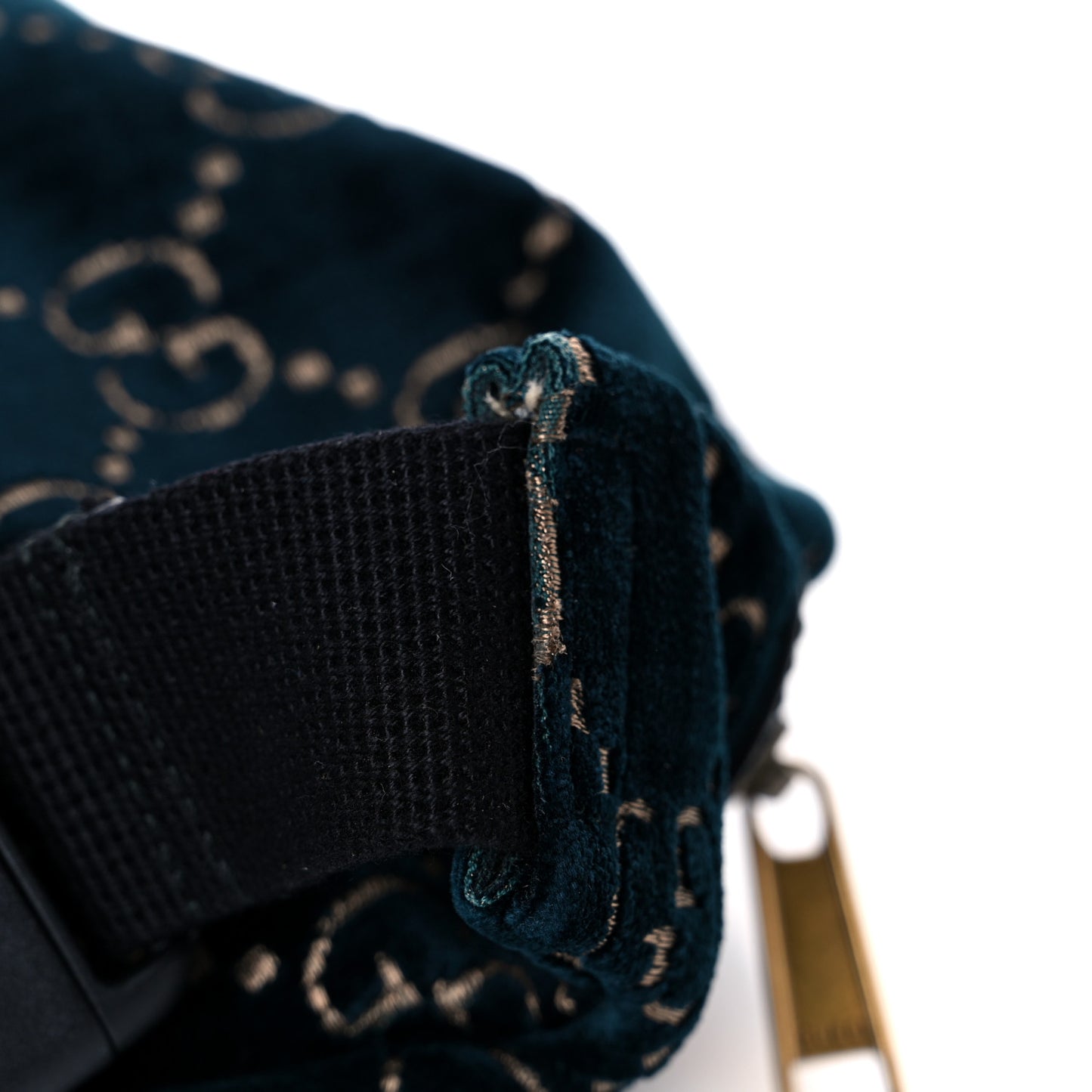 Velvet GG Monogram Web Belt Bag Blue Beige