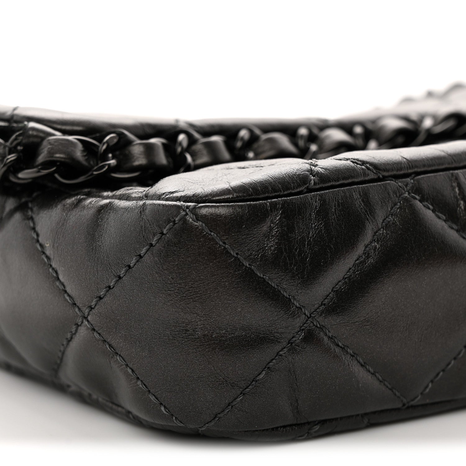 Chanel Metallic Calfskin Quilted Chain All Over Flap Bag Grey 9 of 10