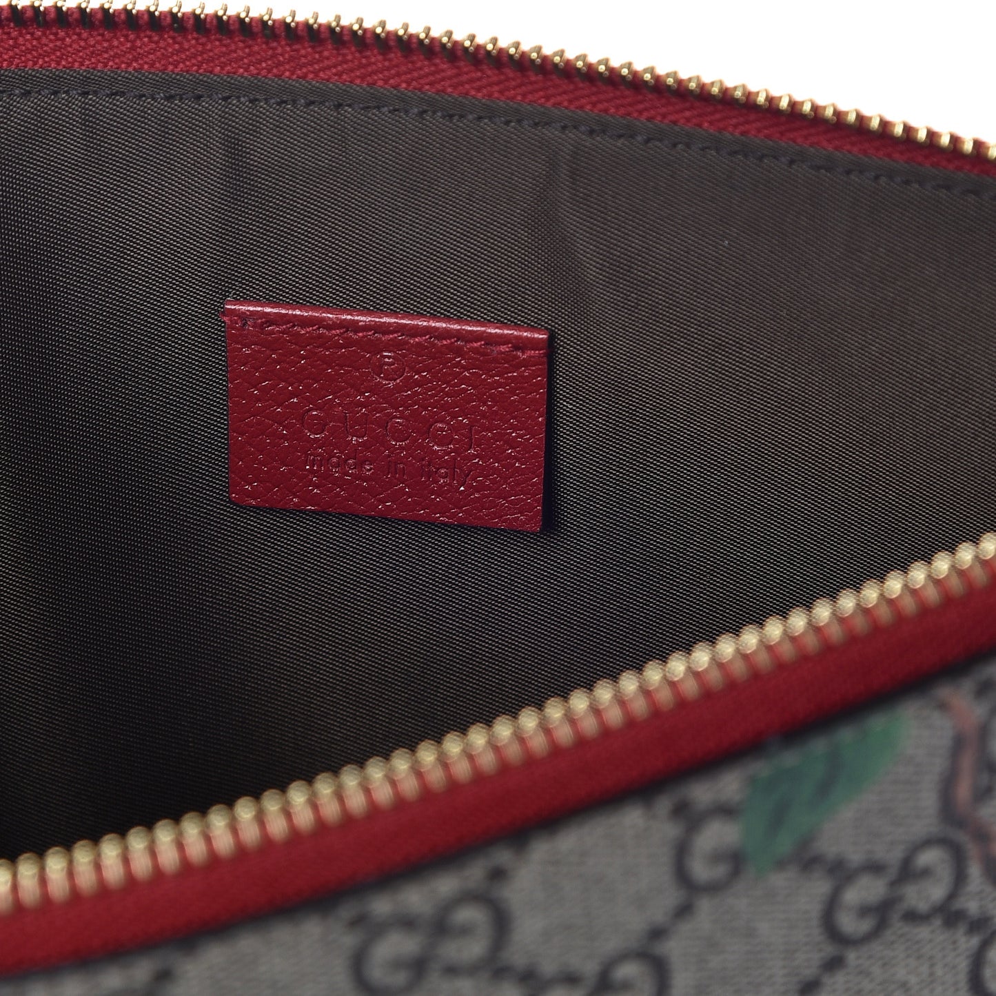GG Supreme Monogram Tian Large Zip Pouch Beige Multicolor Red