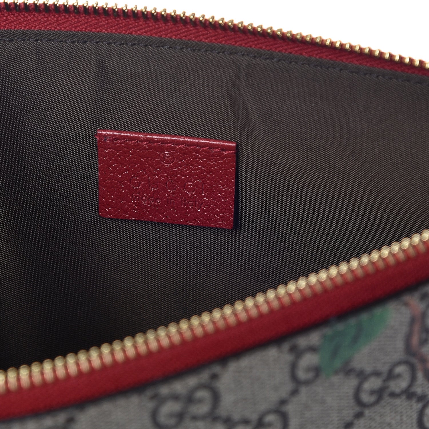 Gucci GG Supreme Monogram Tian Large Zip Pouch Beige Multicolor Red 6 of 8