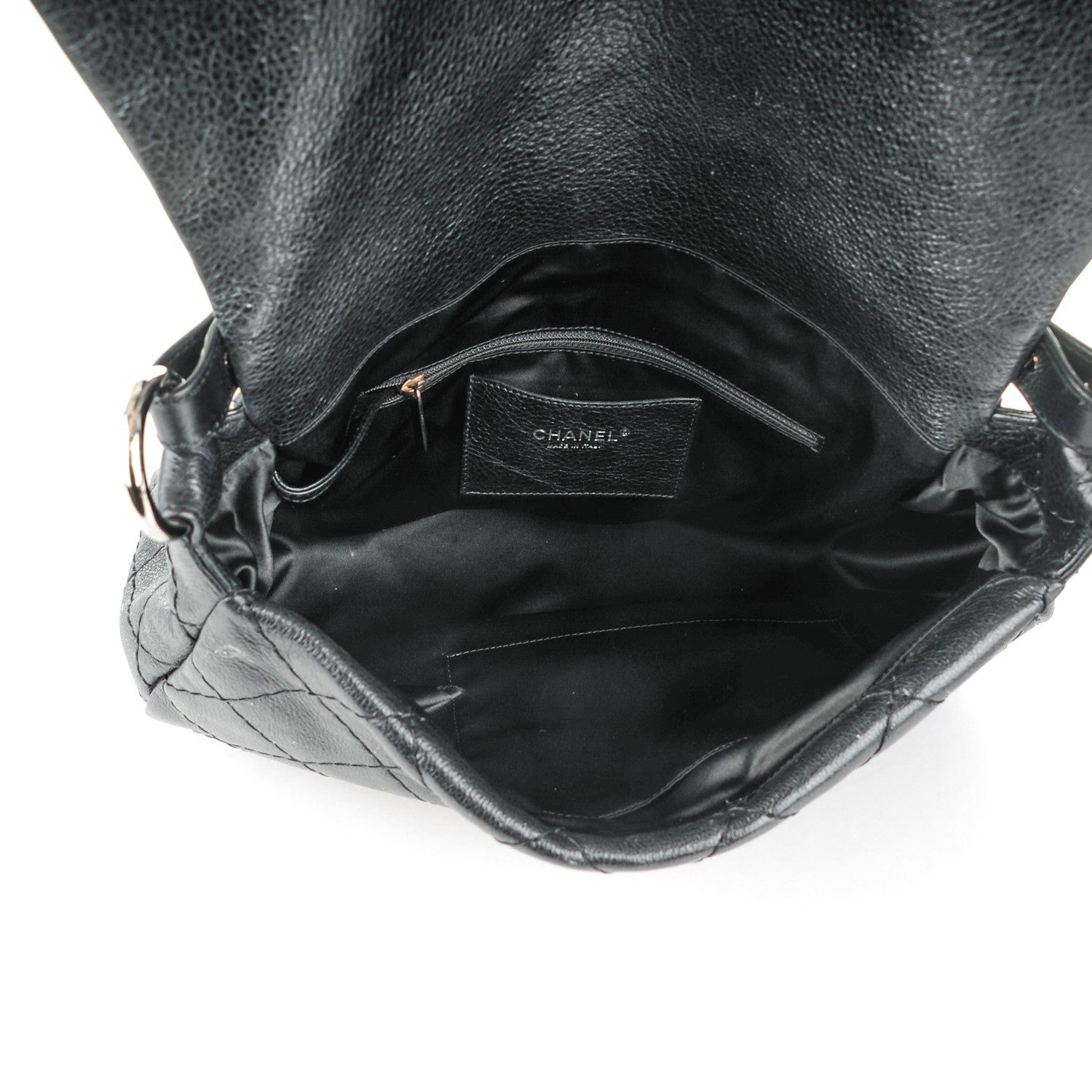 Chanel Glazed Calfskin XL On The Road Flap Black 5 of 8