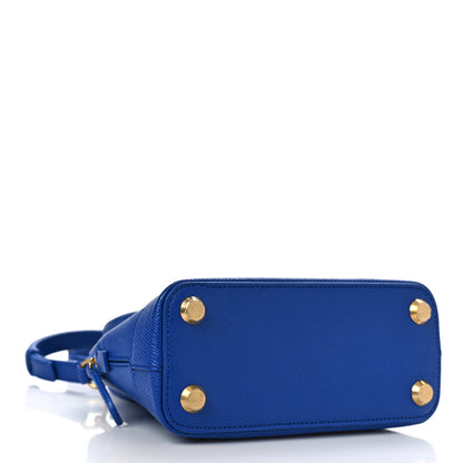Balenciaga Signature Grained Calfskin Logo XXS Ville Top Handle Bag Bleu Roi White 4 of 8