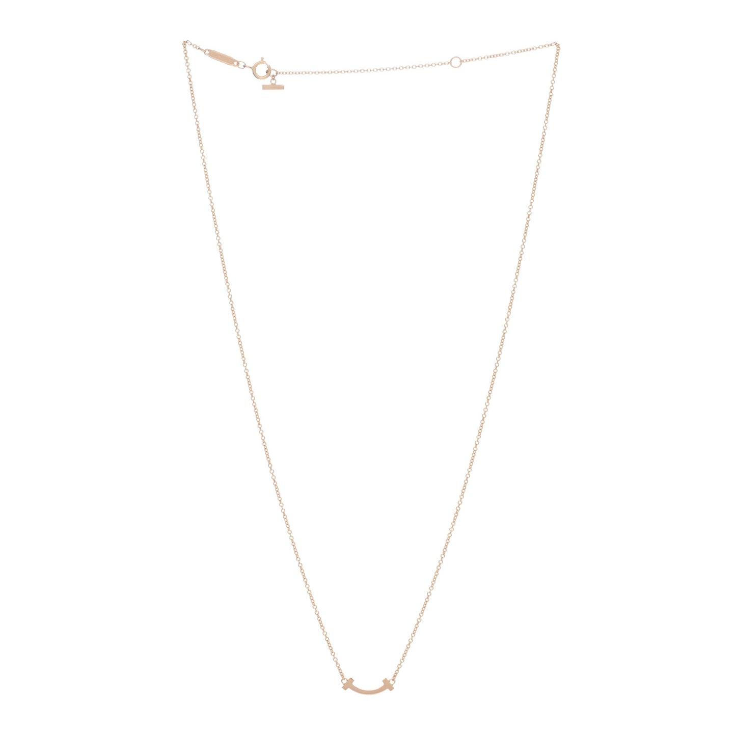 18K Rose Gold Mini T Smile Pendant Necklace