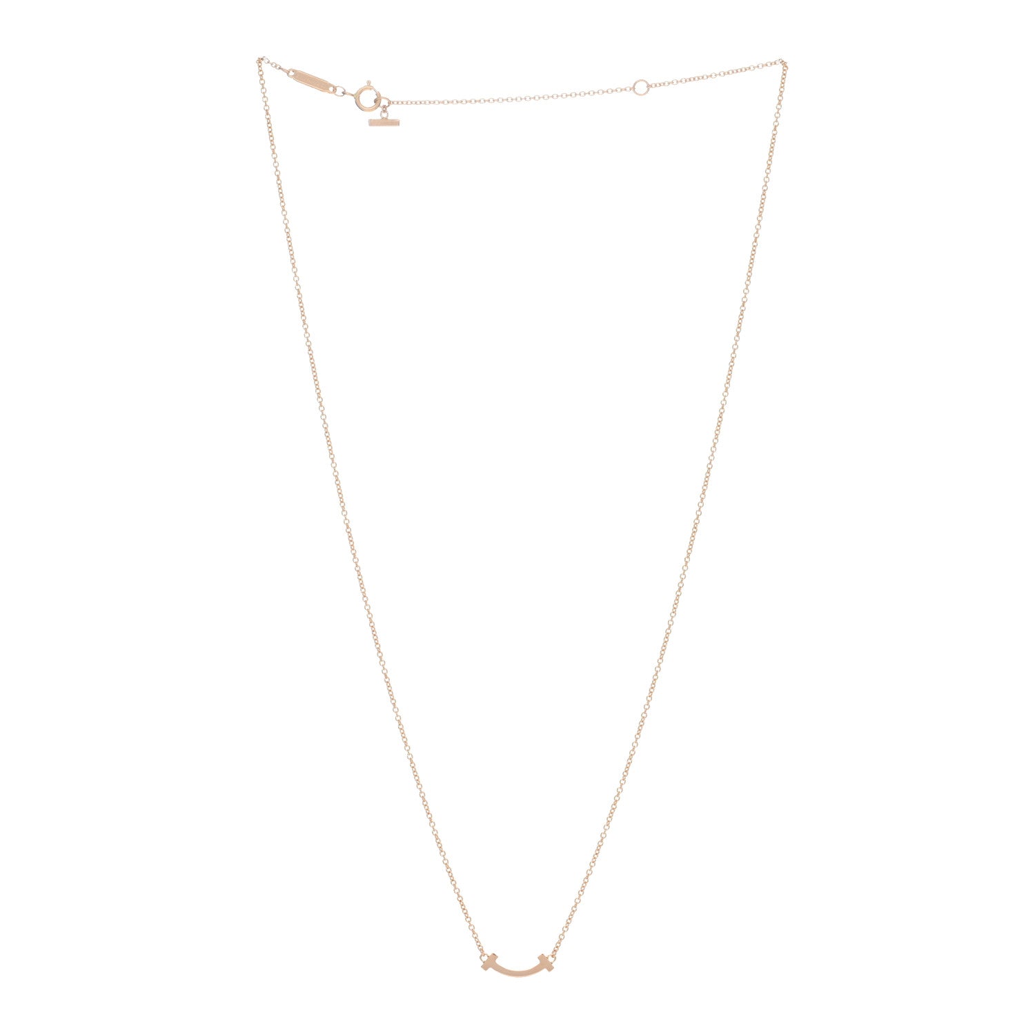 Tiffany 18K Rose Gold Mini T Smile Pendant Necklace 2 of 4