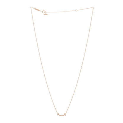 Tiffany 18K Rose Gold Mini T Smile Pendant Necklace 2 of 4