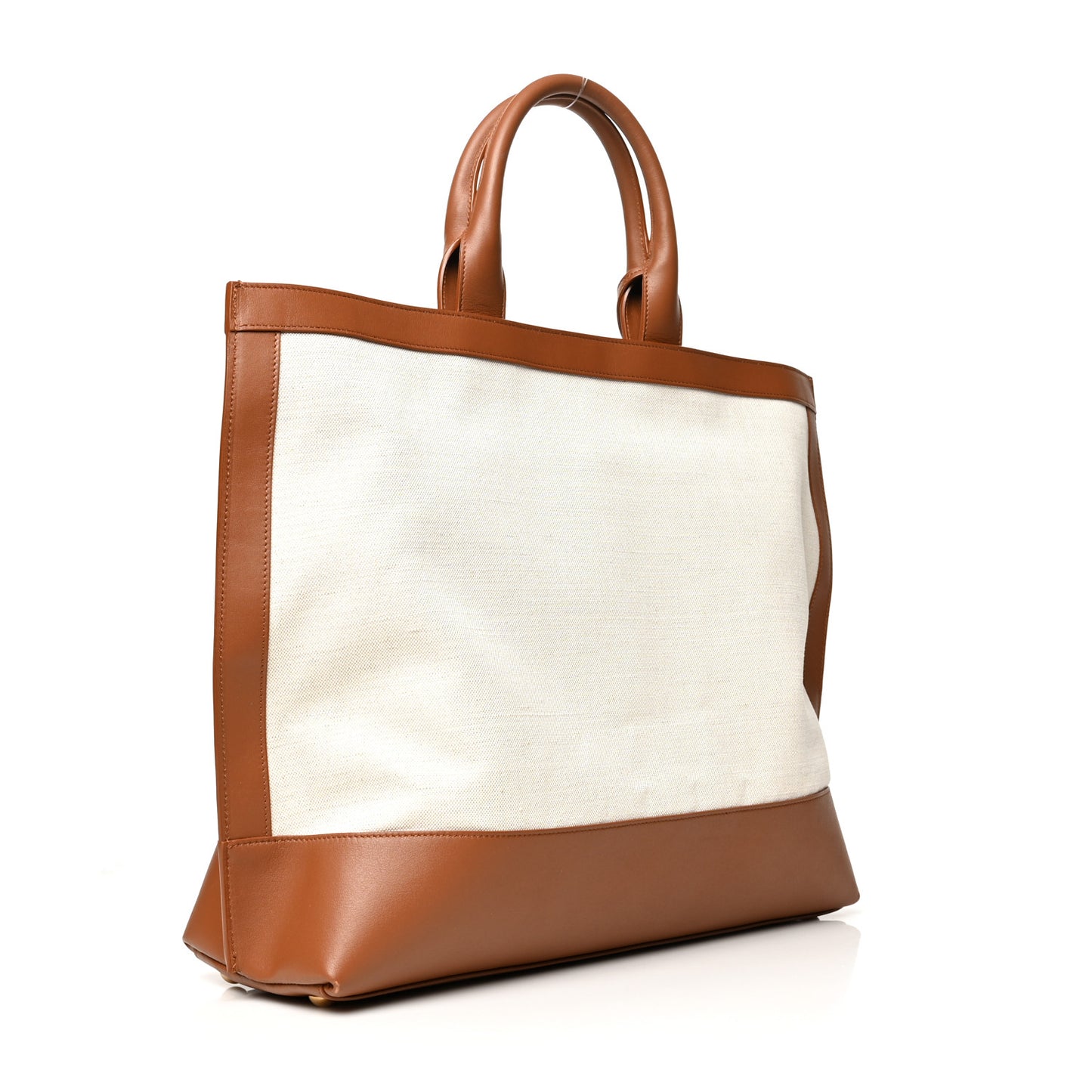 Calfskin Linen Two Tone Cabas Tote Beige