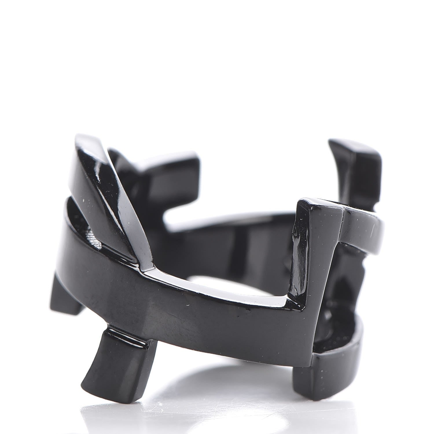 Saint Laurent Brass Monogram Cassandre Ring 5 Black 3 of 5