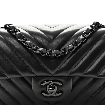 Chanel Lambskin Chevron Quilted Mini Rectangular Flap So Black 8 of 11