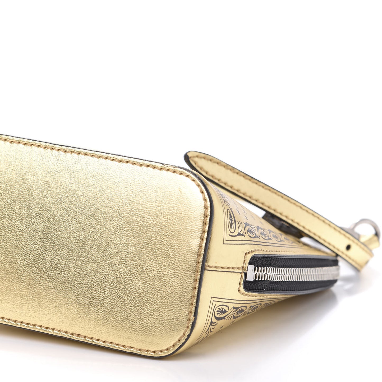 X SEGA Calfskin GUCCY Stars Mini Dome Shoulder Bag Gold