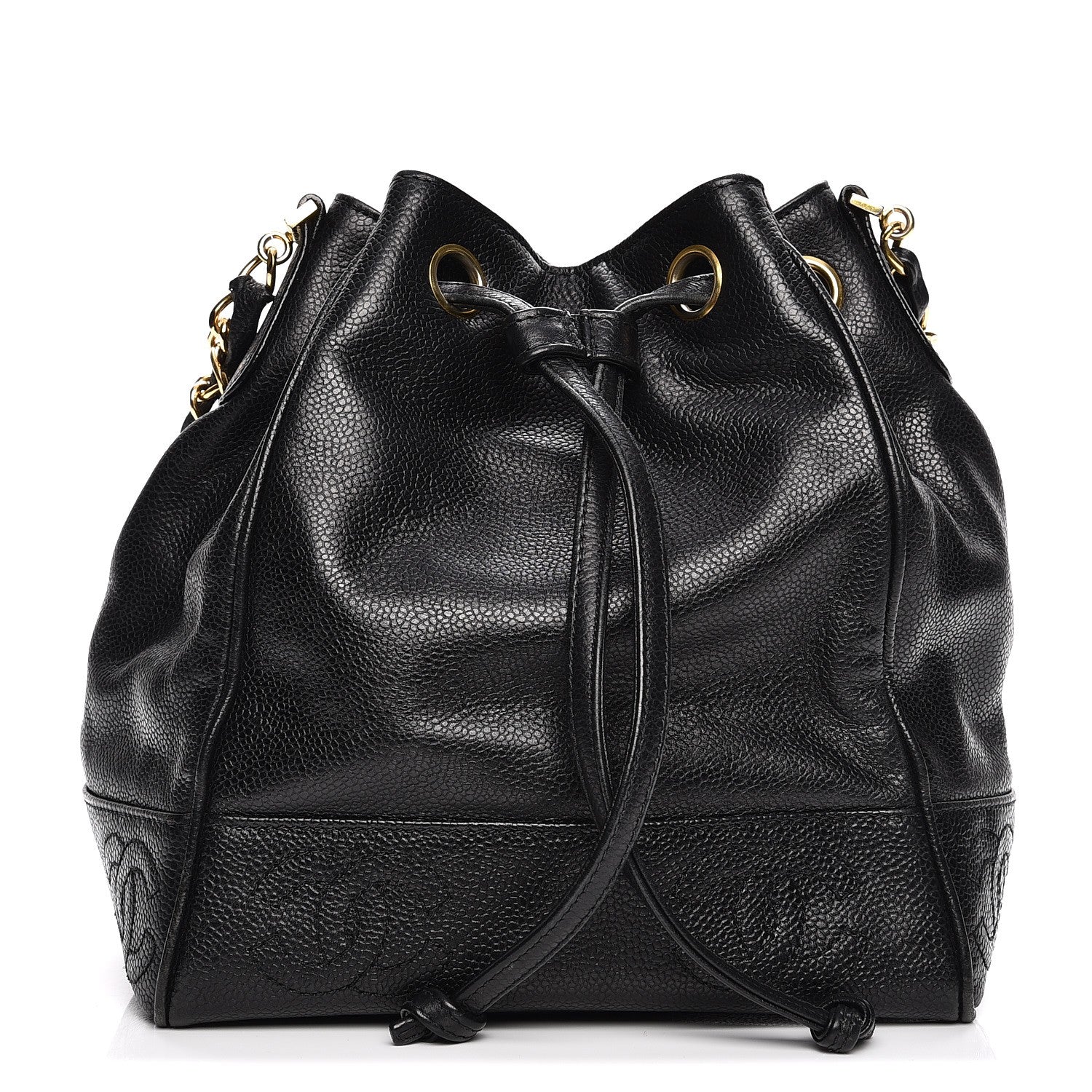 Chanel Caviar CC Drawstring Shoulder Bag Black 1 of 13