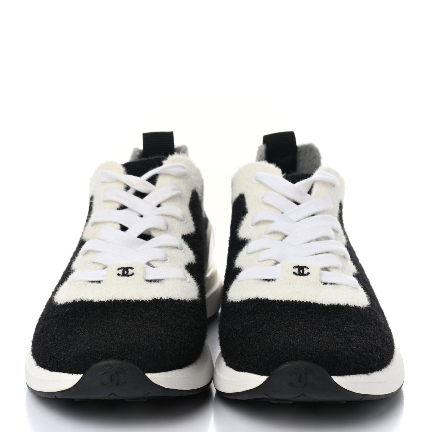 Chanel Mixed Fabrics Knit Sneakers 40 Black Grey White 2 of 7