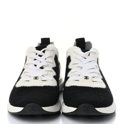 Chanel Mixed Fabrics Knit Sneakers 40 Black Grey White 2 of 7