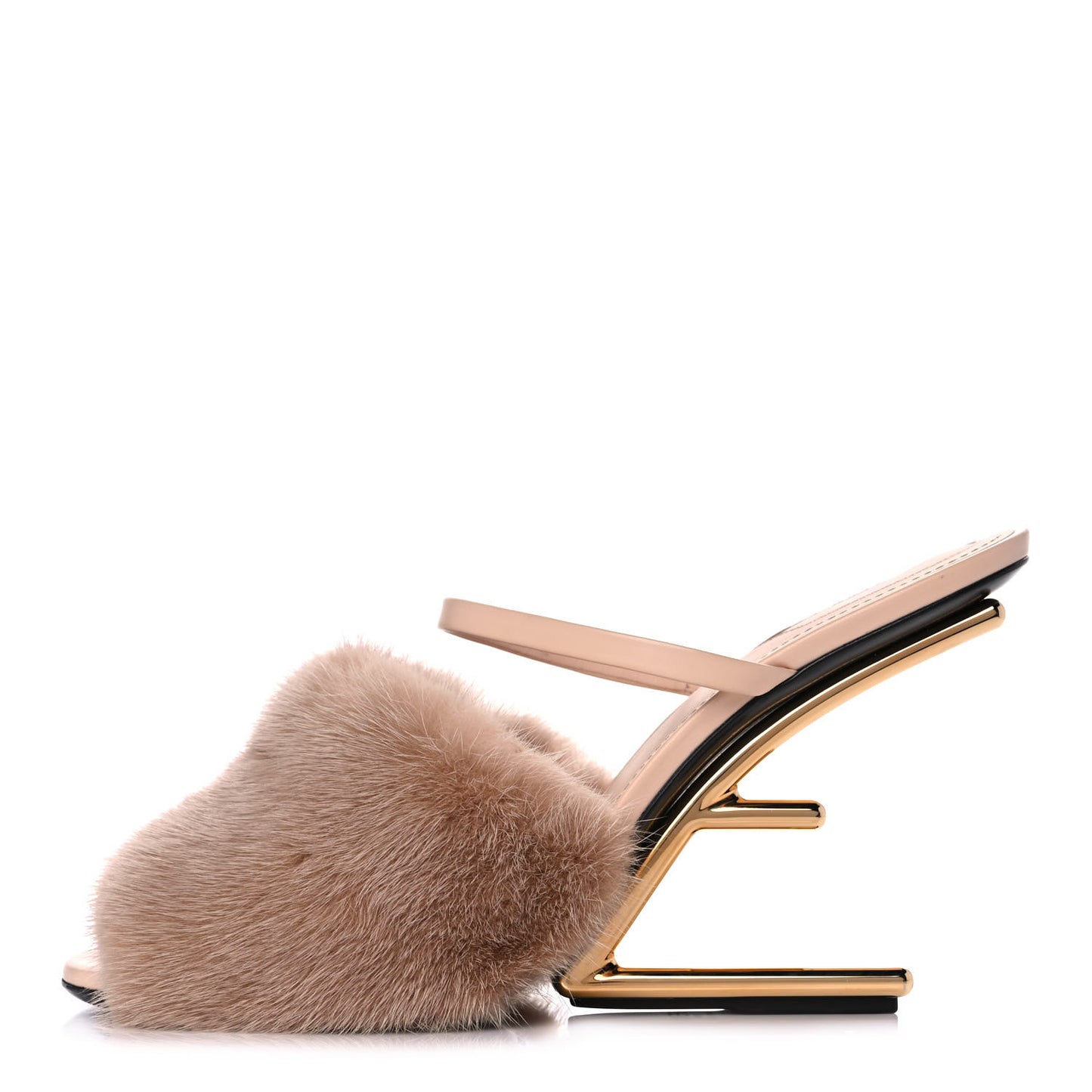 Mink Vitello Fendi First 95mm Slide Sandals 42 Pink