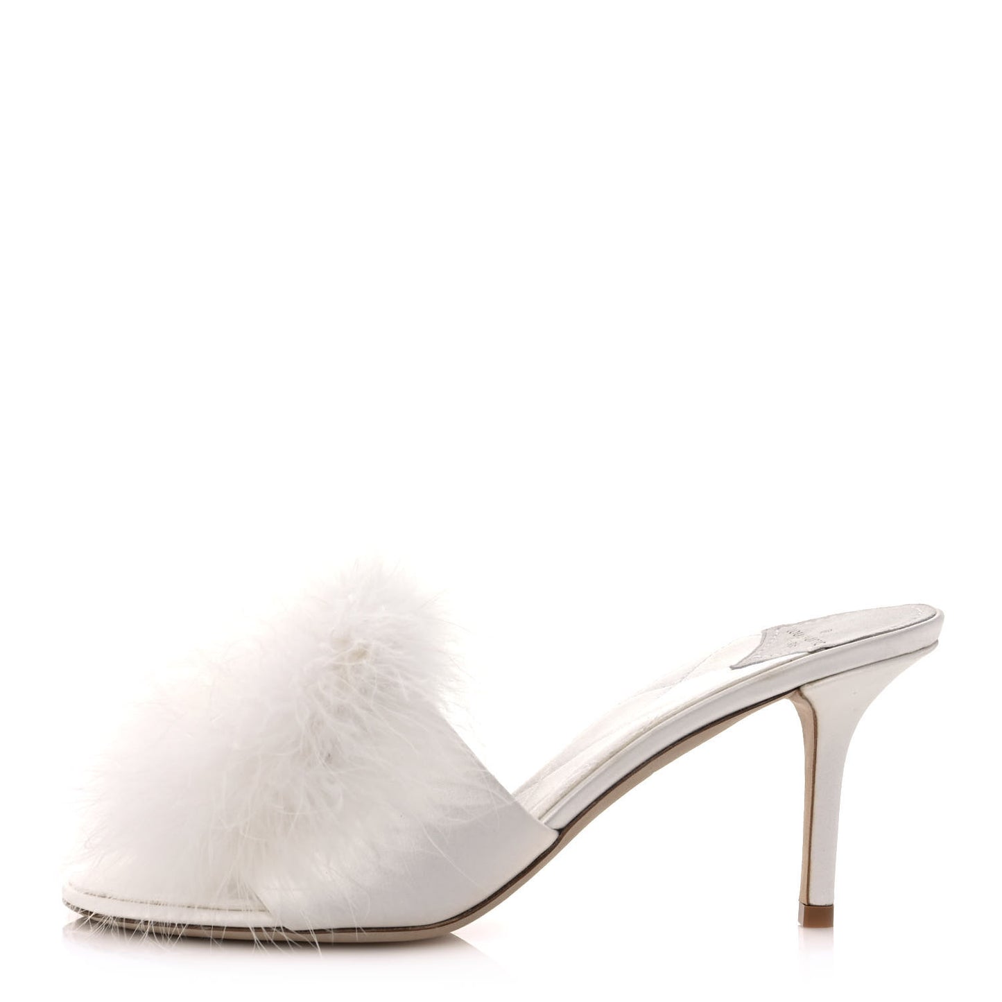Marabou Crystal LV Marilyn Mule 39 White