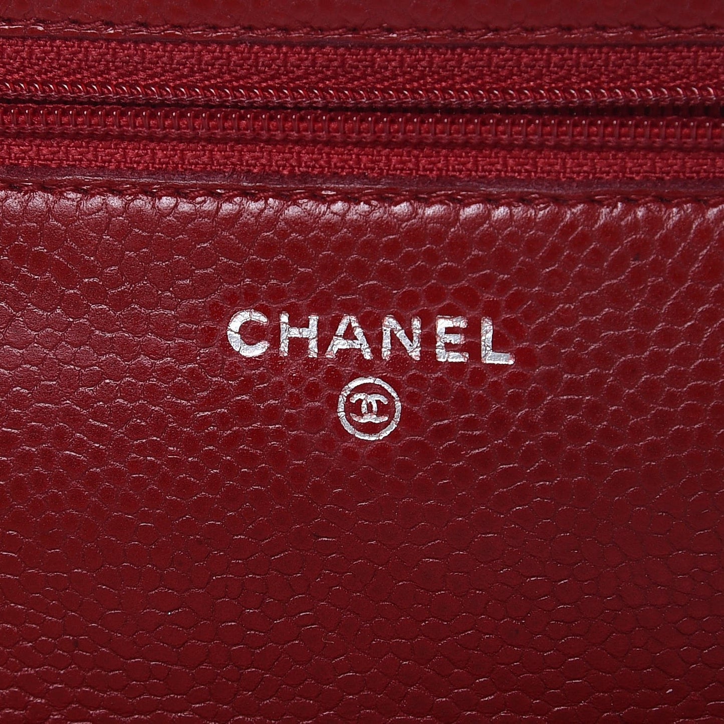 Caviar Quilted Wallet on Chain WOC Red
