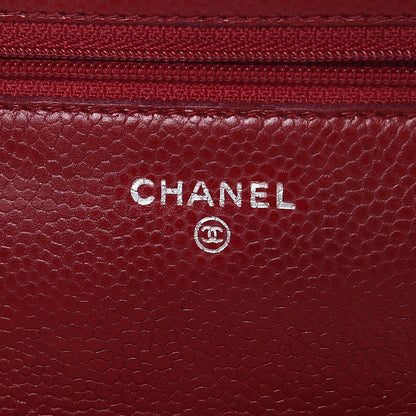 Chanel Caviar Quilted Wallet on Chain WOC Red 6 of 9