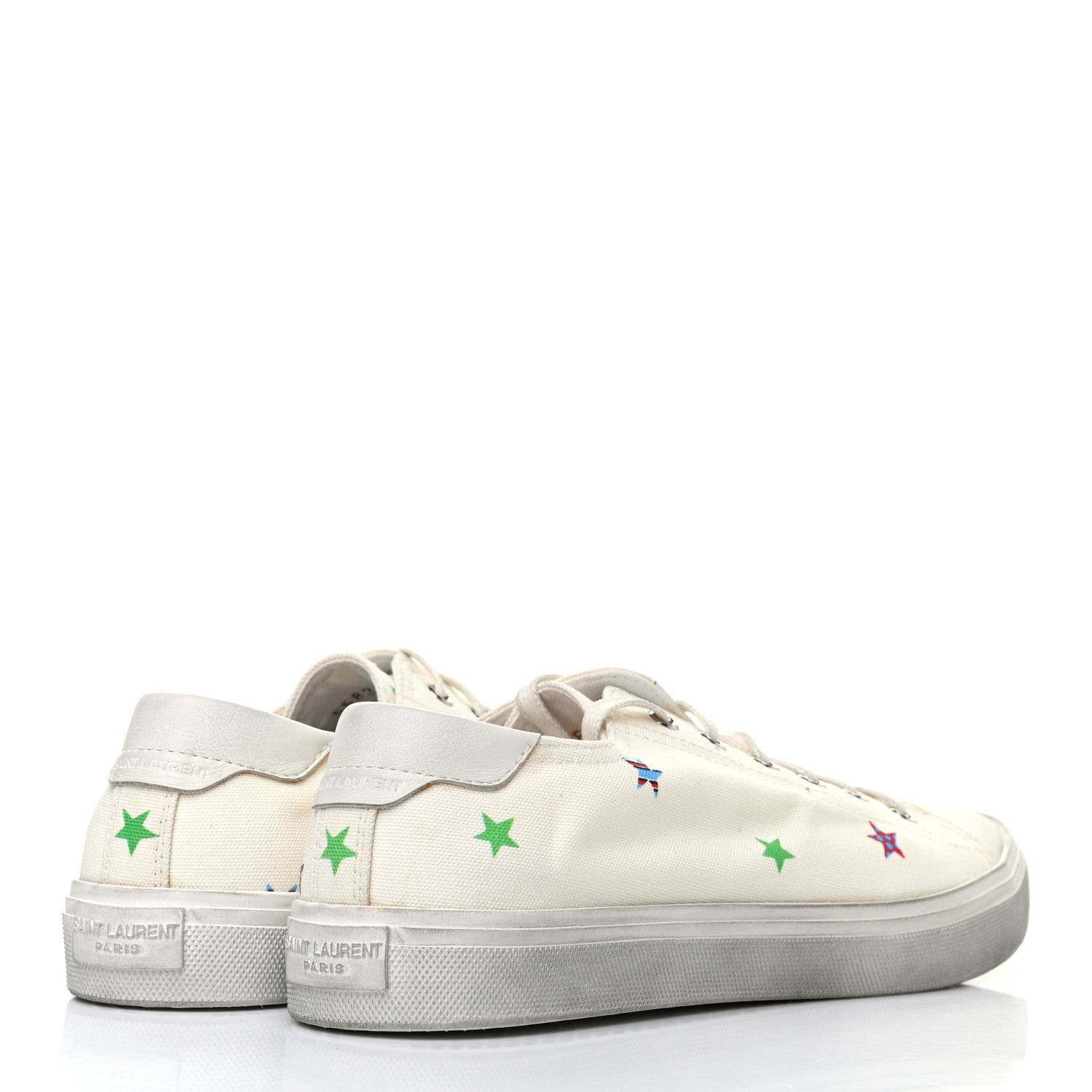 Saint Laurent Canvas Fun-Star Print Mens Bedford Sneakers 42 Cream 4 of 9