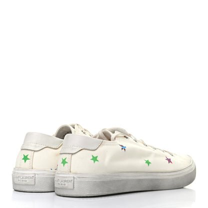 Saint Laurent Canvas Fun-Star Print Mens Bedford Sneakers 42 Cream 4 of 9