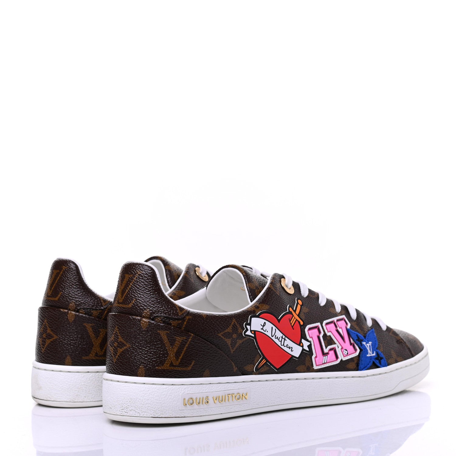 Louis Vuitton Calfskin Monogram LV Black Heart Sneakers 39 Cacao 4 of 11