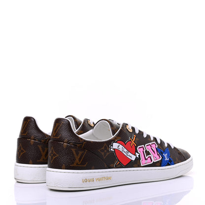 Louis Vuitton Calfskin Monogram LV Black Heart Sneakers 39 Cacao 4 of 11