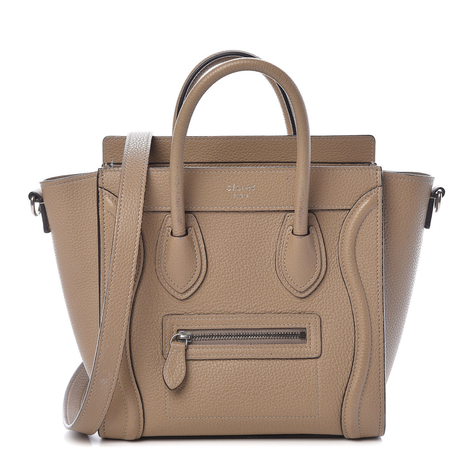 Celine Drummed Calfskin Nano Luggage Dune 1 of 15