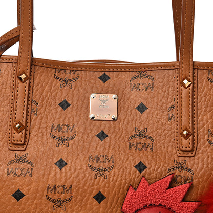 MCM Visetos Medium Rooster Anya Top Zip Shopper Tote Cognac 10 of 11