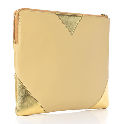 Celine Metallic Lambskin Bi-Color Coeur Ipad Clutch Gold 3 of 9