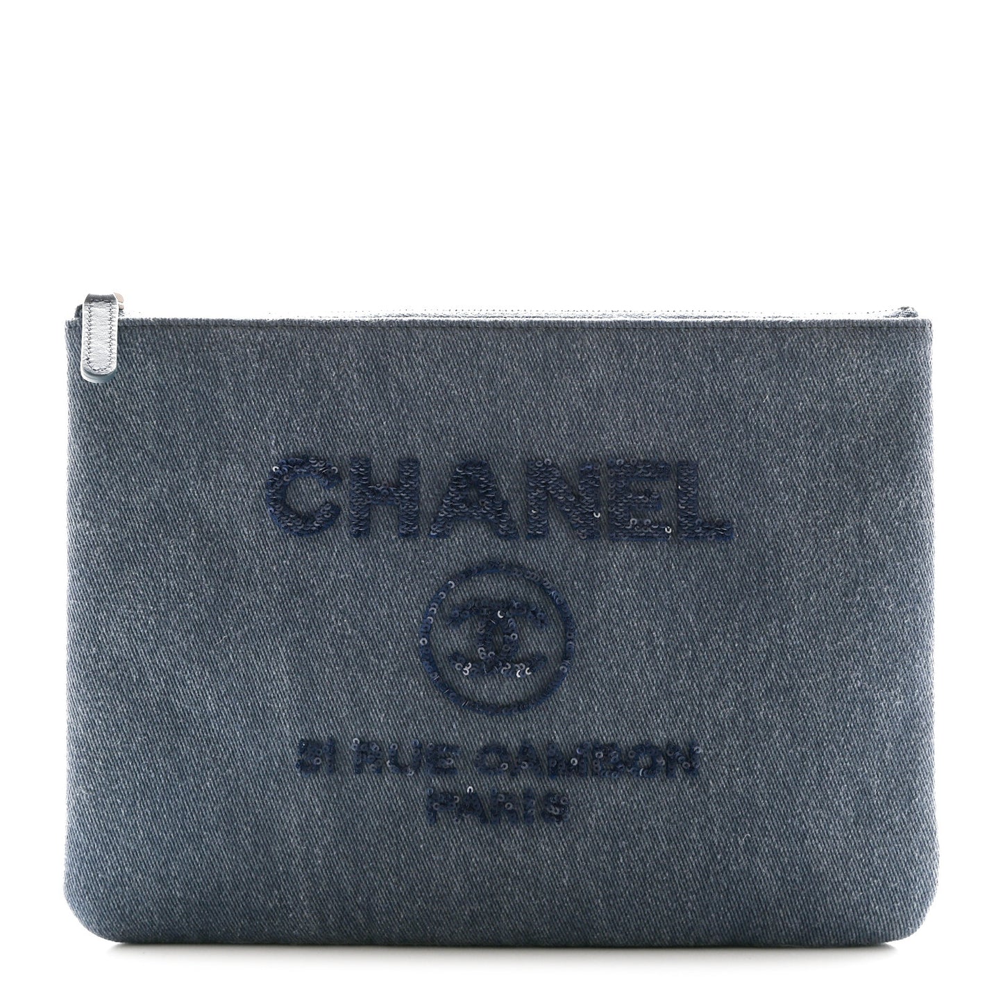 Canvas Sequins Medium Deauville Cosmetic Pouch Blue