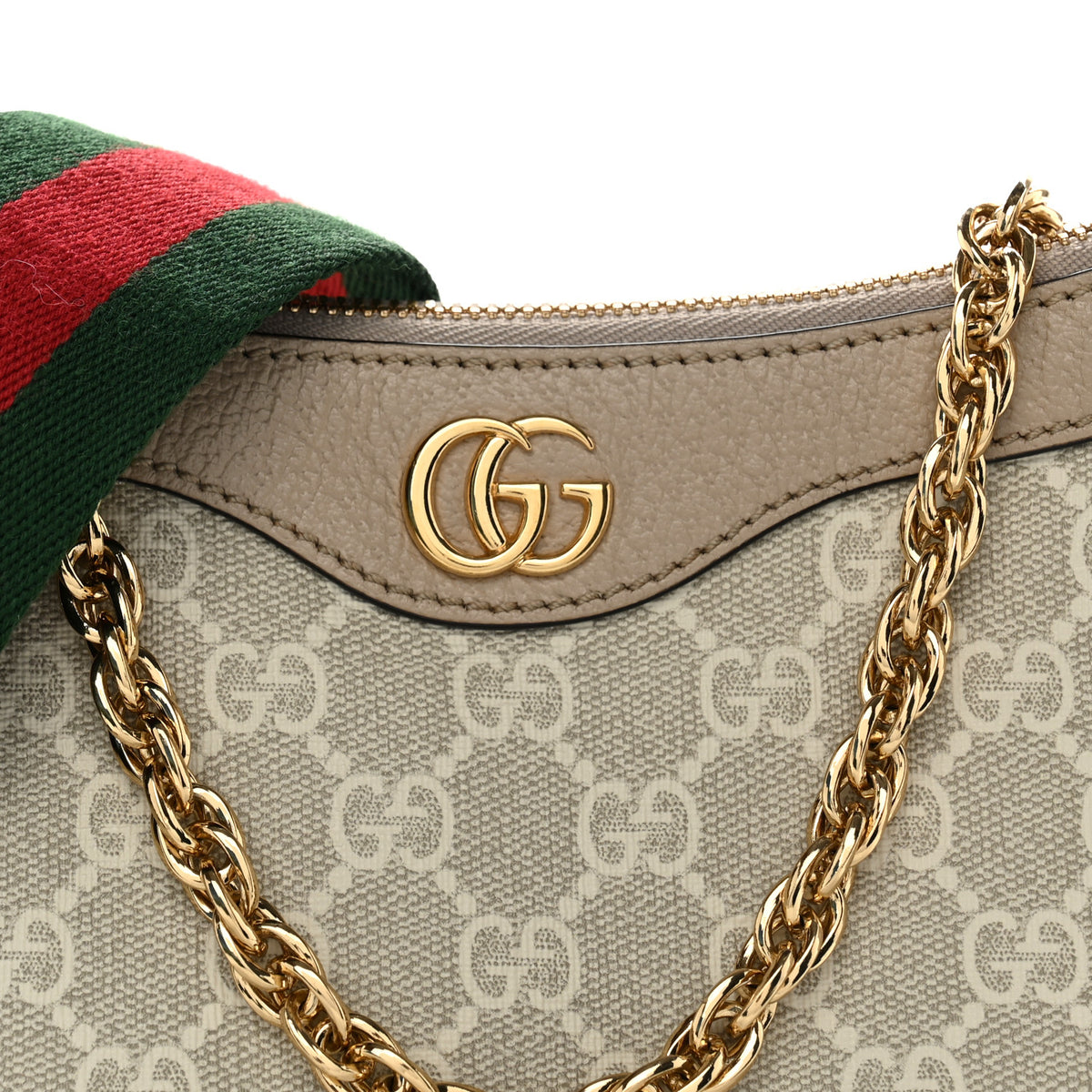 Gucci GG Supreme Monogram Textured Dollar Calfskin Web Small Ophidia GG Handbag Beige Mystic White Oatmeal 8 of 10