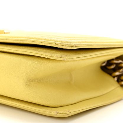 Chanel Caviar Chevron Quilted Medium Boy Flap Yellow 10 of 14