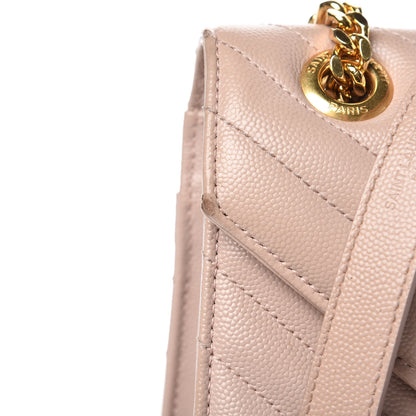 Saint Laurent Grain De Poudre Matelasse Chevron Large Monogram Satchel Rose Antic 16 of 20
