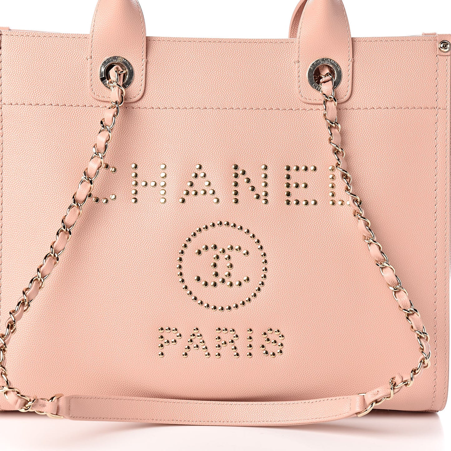 Caviar Small Studded Deauville Tote Light Pink