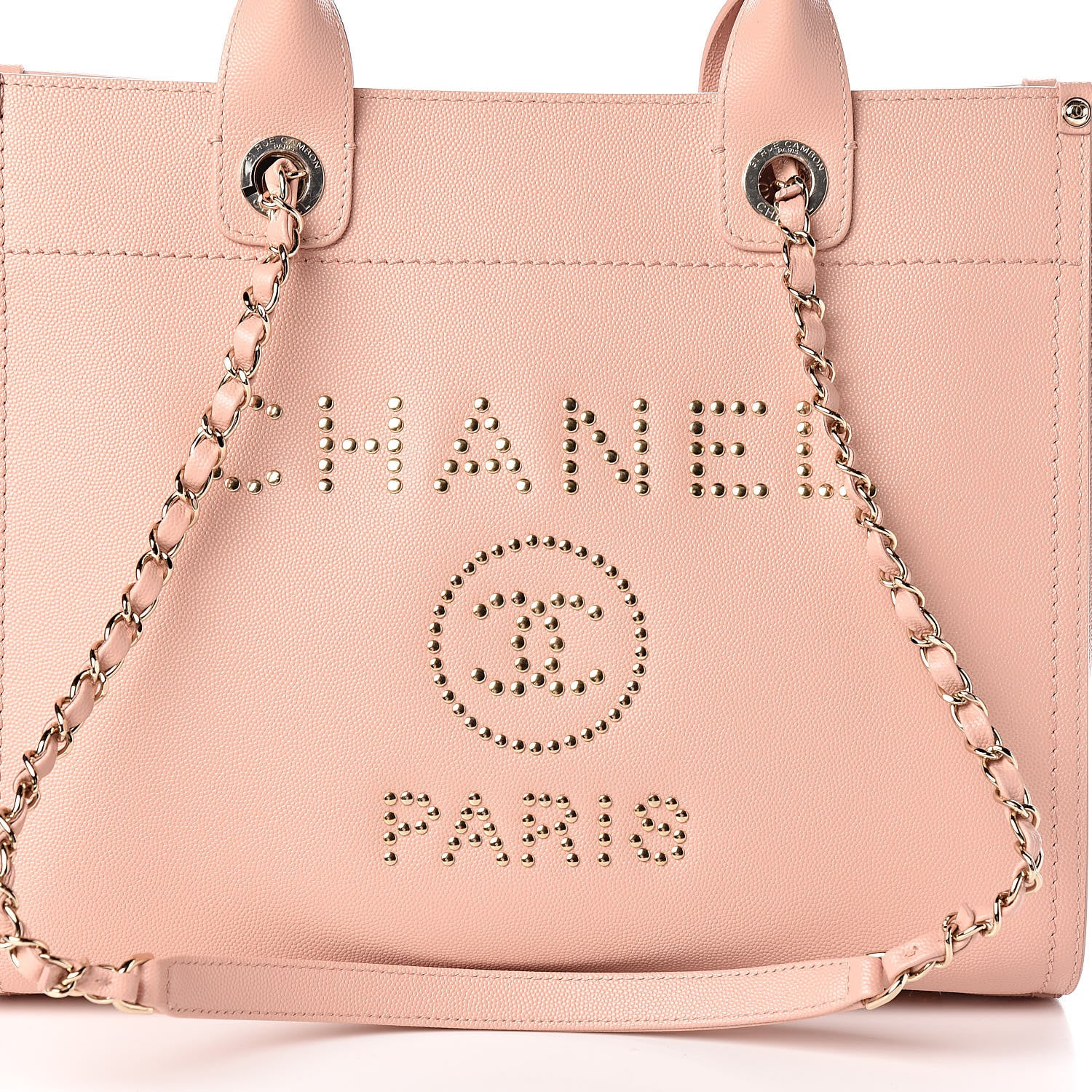 Chanel Caviar Small Studded Deauville Tote Light Pink 10 of 10