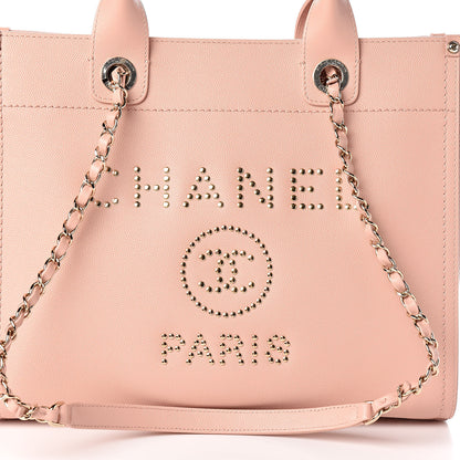 Chanel Caviar Small Studded Deauville Tote Light Pink 10 of 10