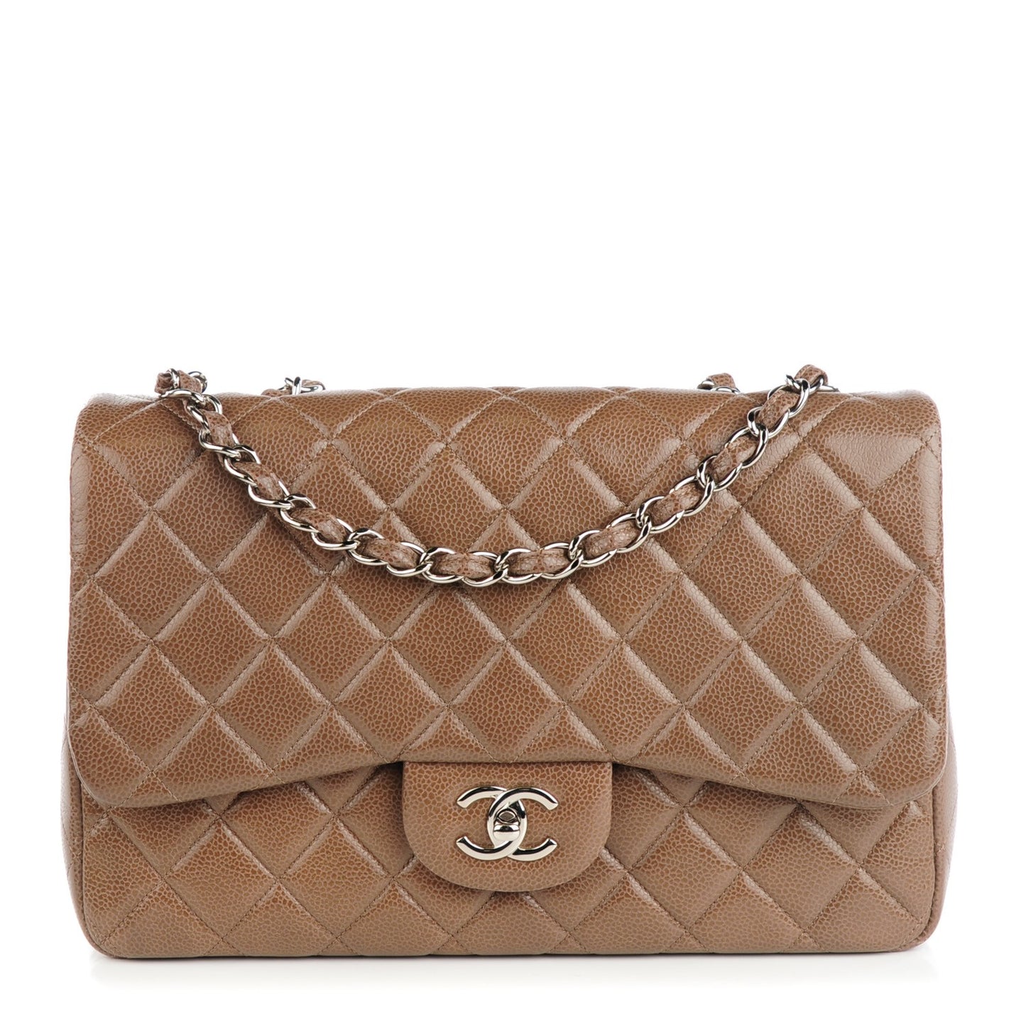 Caviar Quilted Jumbo Single Flap Brown