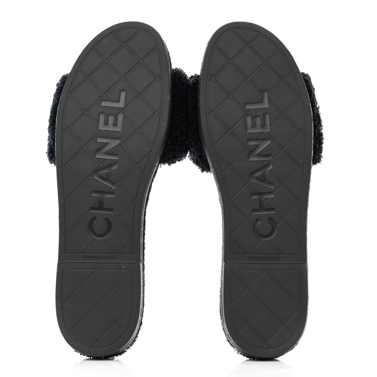 Chanel Terry CC Flat Mules Sandals 40 Navy 5 of 9