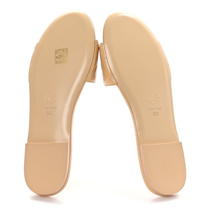 Chanel Shiny Goatskin CC Chain Mule Sandals 39 Beige 5 of 9