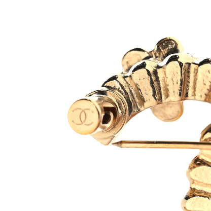 Chanel Pearl Resin Flower CC Brooch Black Gold 4 of 4