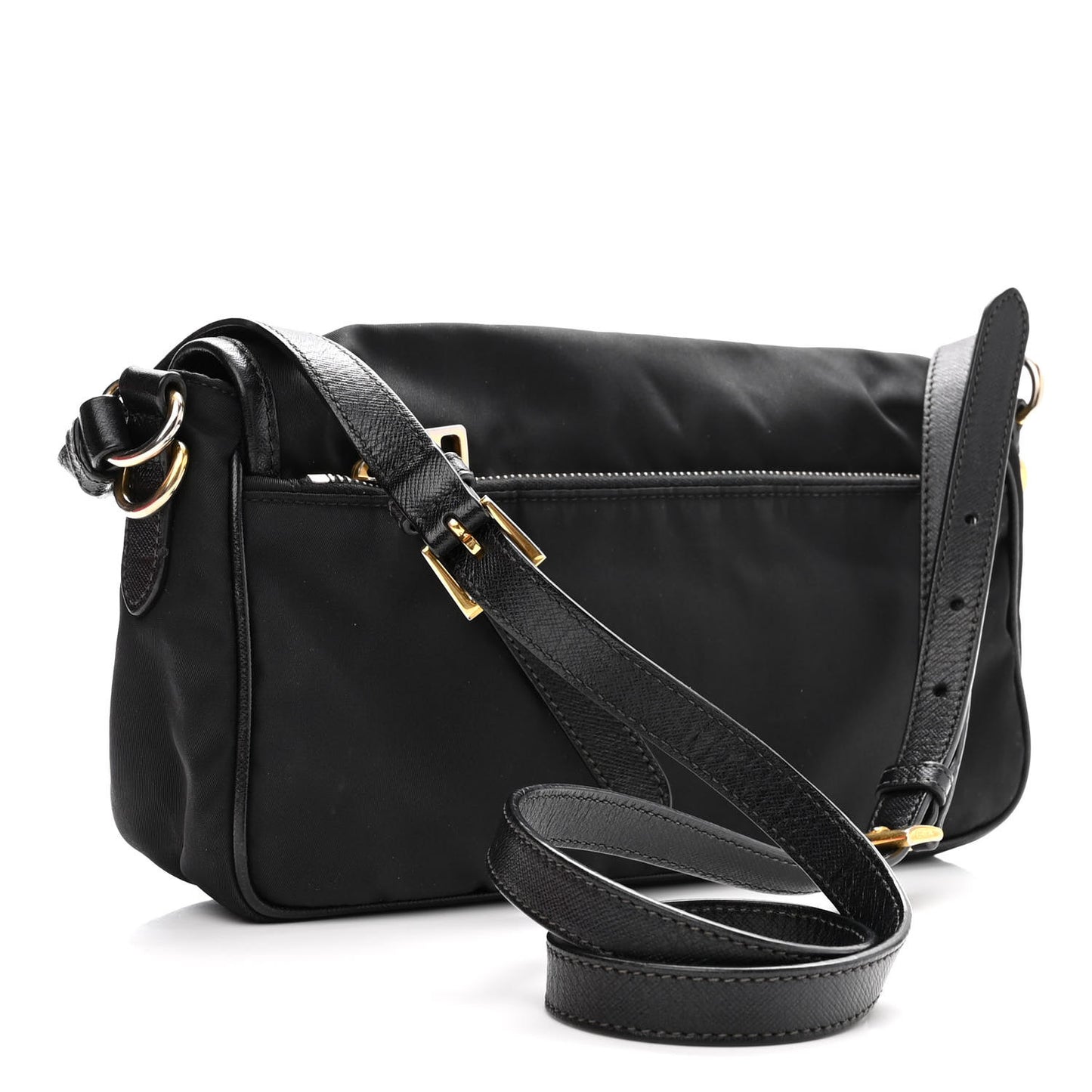 Tessuto Nylon Saffiano Small Messenger Bag Black